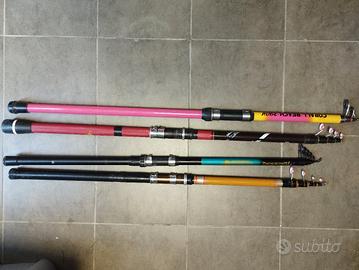 4 canne per fondo, 3 per ragazzi, 1 guadino telesc