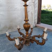 LAMPADARIO ANTICO IN LEGNO