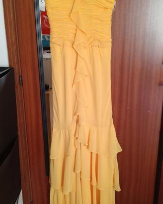 abito cerimonia vintage elegante giallo taglia S/M