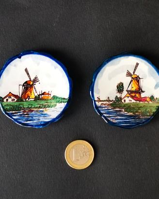 Ceramica delft 2 piattini decorata - anni '80