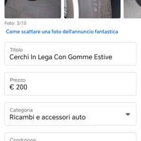 gomme estive compreso di cerchi in lega