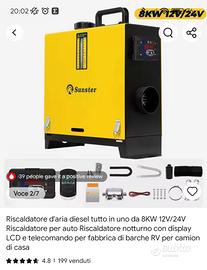 Riscaldatore per camper, barca, camion, abitazione