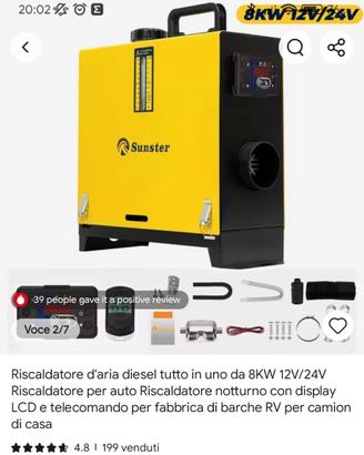 Riscaldatore per camper, barca, camion, abitazione