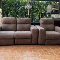 Divano 2 posti recliner elettrico con poltrona