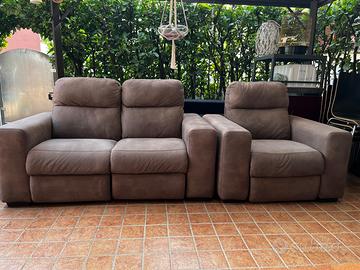 Divano 2 posti recliner elettrico con poltrona