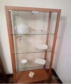 Vetrinetta 2 ante in vetro e legno con faretto