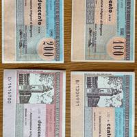 Lotto 4 miniassegni nuovi BPB, 100,150,200,250
