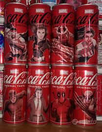 lattine MARVEL - set completo da 8 - coca cola