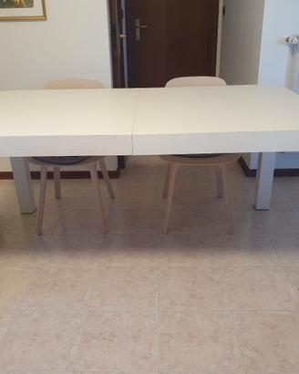 Tavolo pranzo moderno allungabile bianco in legno