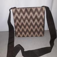 BORSETTA TRACOLLA MARRONE FANTASIA ZIGZAG VINTAGE