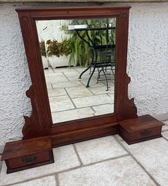 Specchiera antica da appoggio con cassettini