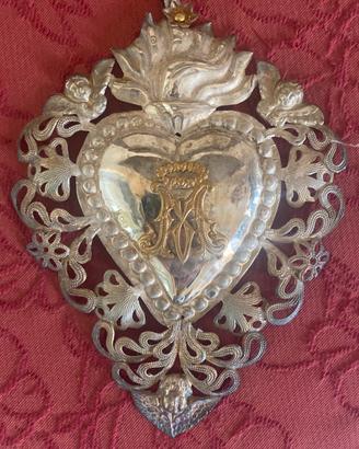 Cuore antico in filigrana d’argento 20x15