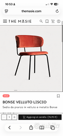 Set 6 sedie The Masie BONSE velluto arancio