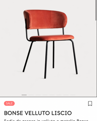Set 6 sedie The Masie BONSE velluto arancio