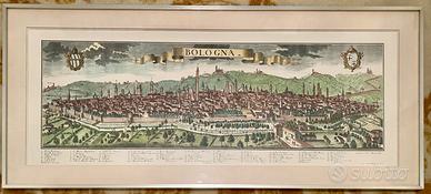Stampa antica di veduta di Bologna con cornice
