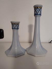 Coppia di candelabri in ceramica portacandele