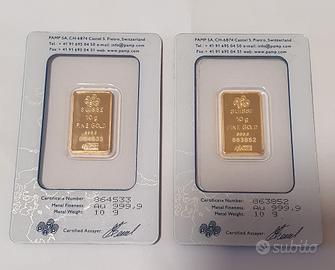 2 lingotti in oro fino