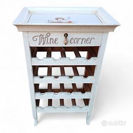 Portabottiglie dipinto a mano con vassoio decorato