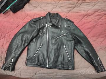 Giubbotto Chiodo uomo Vera pelle nero  XXL 