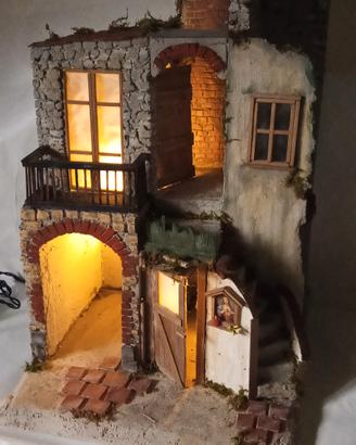 scena presepe con luci 