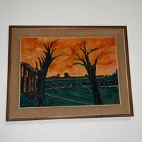 Dipinto Vintage, motivo autunnale firmato Pol0