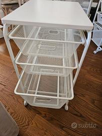 Carrello contenitore IKEA con ruote e 3 cestelli