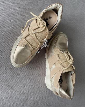 Sneakers scarpe ginnastica oro chiaro zeppa n 38