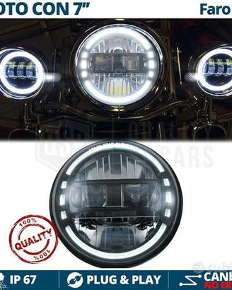 Faro LED Moto Omologato Tondo da 7 Pollici 12.000L