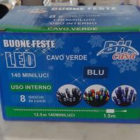 Luci LED Blu 140 MiniLuci cavo verde NUOVE