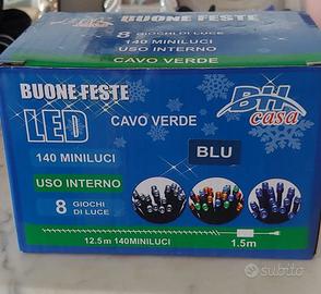 Luci LED Blu 140 MiniLuci cavo verde NUOVE