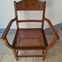 Poltrona vintage legno seduta in paglia di Vienna