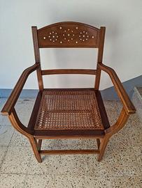 Poltrona vintage legno seduta in paglia di Vienna