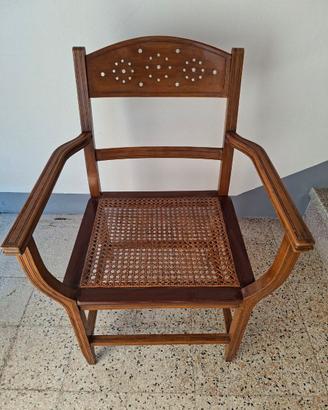 Poltrona vintage legno seduta in paglia di Vienna