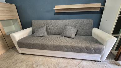 Divano letto 3 posti grigio/bianco