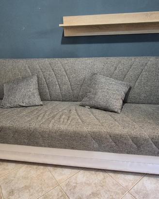 Divano letto 3 posti grigio/bianco