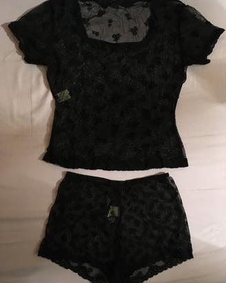 Compl.intimo pantalonc/maglietta pizzo trasparente