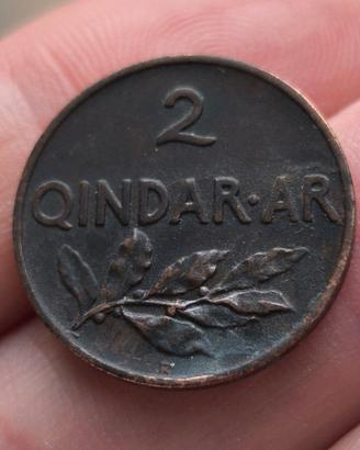 Moneta Albania 2 Qindar Ar 1935