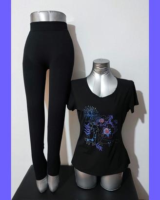 Pompea lotto leggings tg.M maglietta donna ragazza