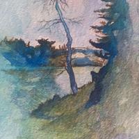 laghetto alpino. Acquerello