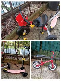 Monopattino, bicicletta, triciclo