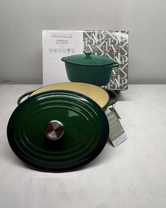 Pentola ovale ghisa Brandani verde 5 litri - Nuova