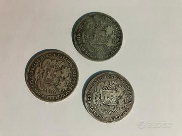 3 monete argento 900/1000 Venezuela