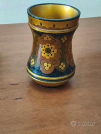 vaso in legno dipinto a mano anni 70 made in USSR