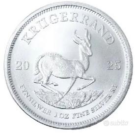 KRUGERRAND SUDAFRICA 1 oz ARGENTO PURO 999 NUOVO