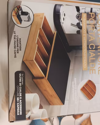 Porta Cialde e Capsule in bambù e vetro temperato.