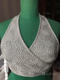 Top in lame’ di maglia argento
