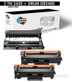 2 TONER COMPATIBILI BROTHER TN 2420 + 1 TAMBURO 