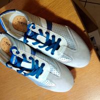 scarpe sneakers Bianco/Blu con dettagli Argento 