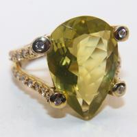 Splendido anello oro su argento goccia al centro