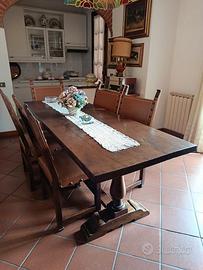 FRATINA E SEDIE IN LGNO MASSELLO STILE RUSTICO